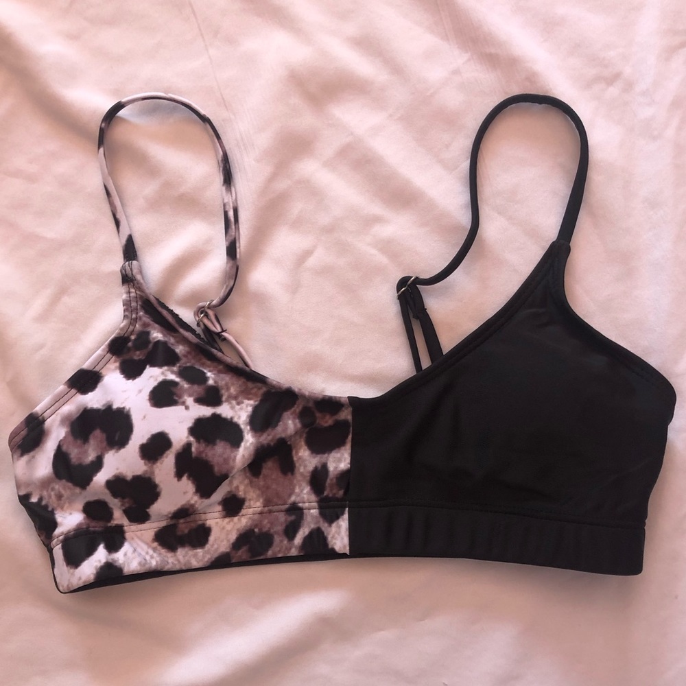 half print half black bathing suit
